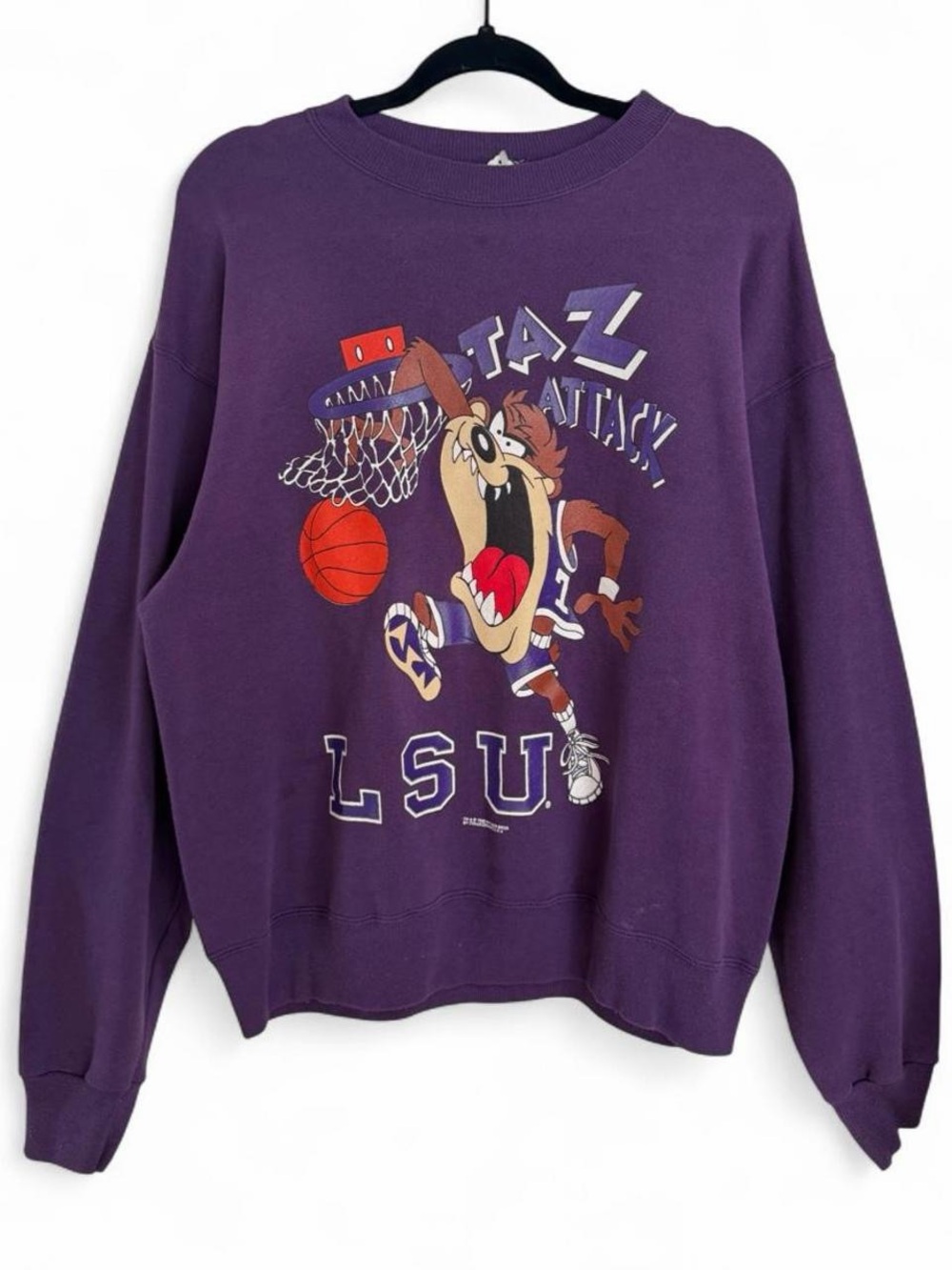 Vintage 90s LSU Tigers Louisiana State University Taz Looney Tunes sweatshirt